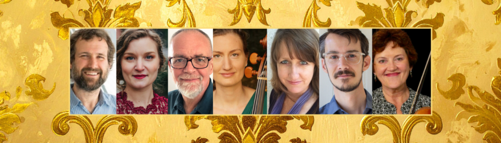 decorative banner with strip of artist headshots